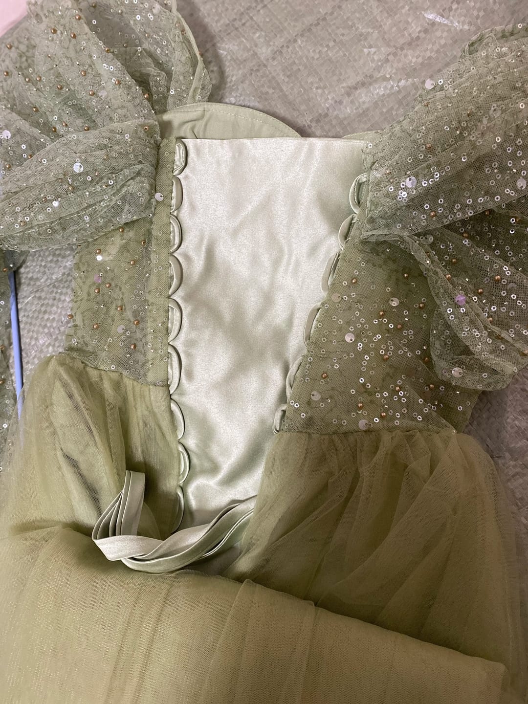 Customer photo review of Olive Green Sparkle Tulle Princess Prom Dress