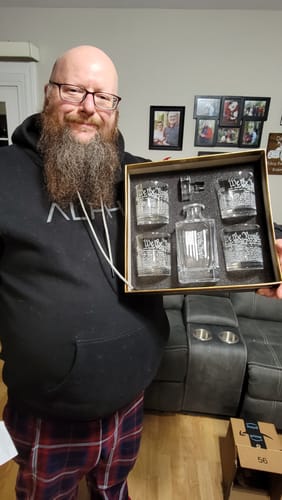 Customer photo review of We The People American Flag Decanter Whiskey Glass Gift Set - 5 Piece Set - Premium Gift Box