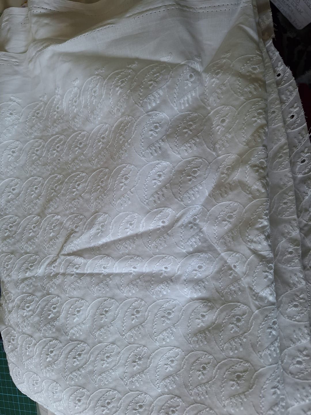 Customer photo review of Flower Paisley White Embroidered Cotton Fabric #5