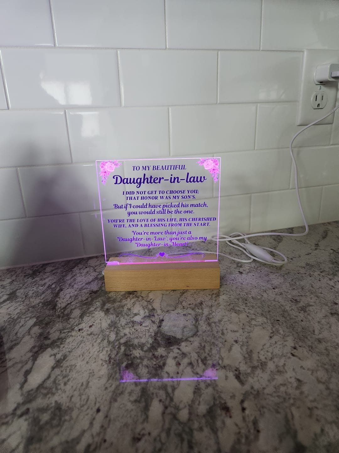 Customer photo review of To My Beautiful Daughter-In-Law "You're more than just a 'Daughter-in-Law'" Acrylic LED Lamp - AC18