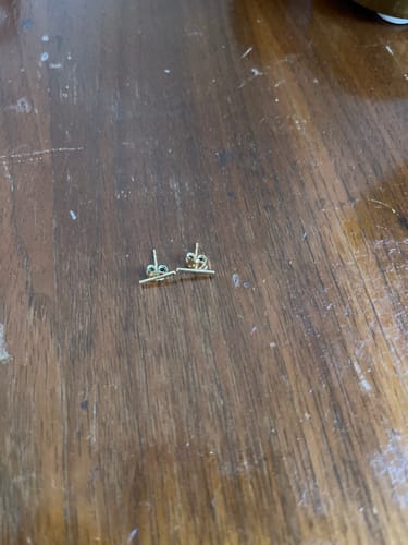 Customer photo review of Long Bar Stud Earrings