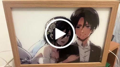 Customer video review of A O T Series LED Light Painting Anime Photo Frame Wall Art