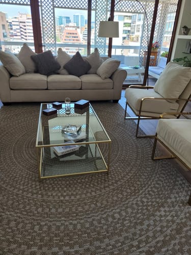 Customer photo review of Mesa de centro Rectangular 120 GOLDEN dos niveles GLASS