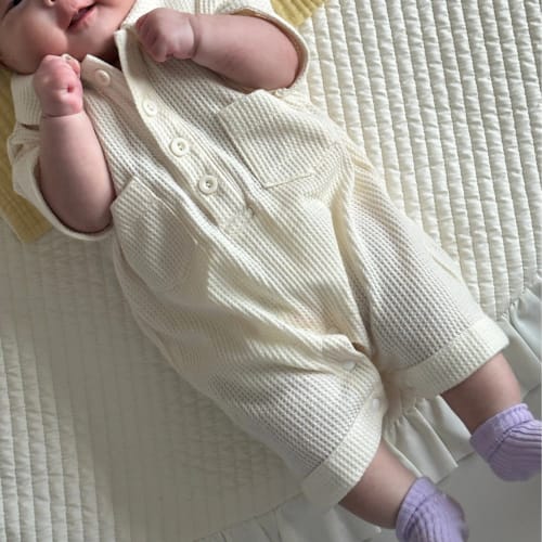 Customer photo review of Baby boy Waffle Short Sleeve Romper