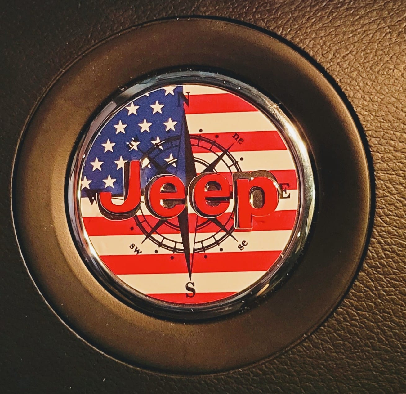 Customer photo review of Compass Steering Wheel Decal for Jeep