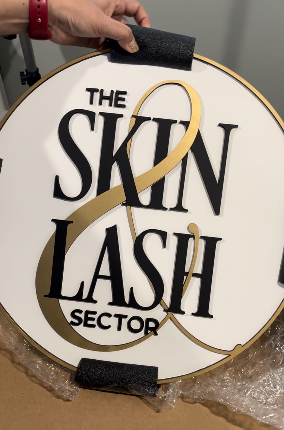 Customer photo review of Custom Round Indoor 3D Logo Sign For Businesses  | Laser Cut Wood Sign | Business Logo Sign | Custom Wood Sign