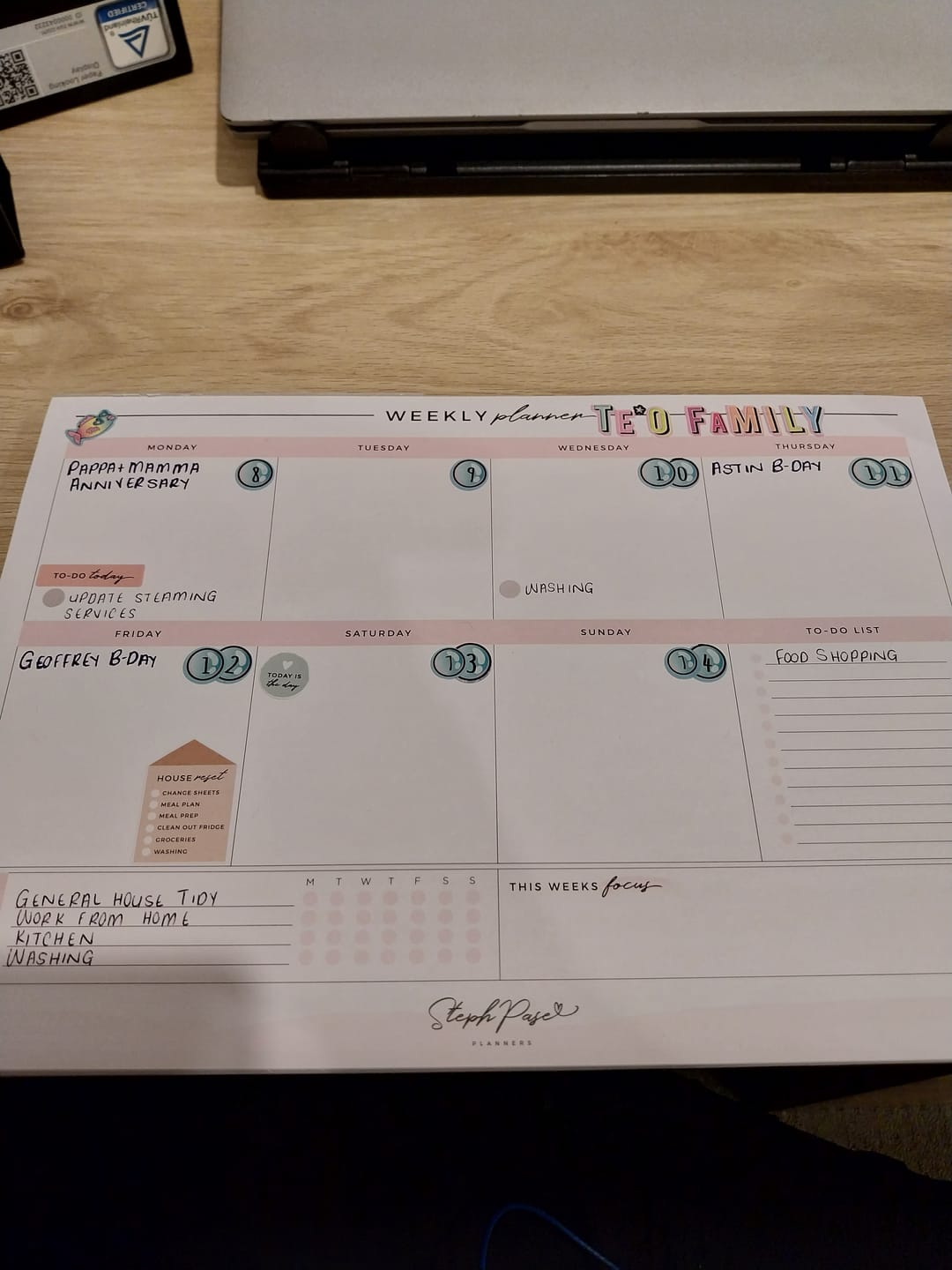 Customer photo review of Weekly Desktop Planner