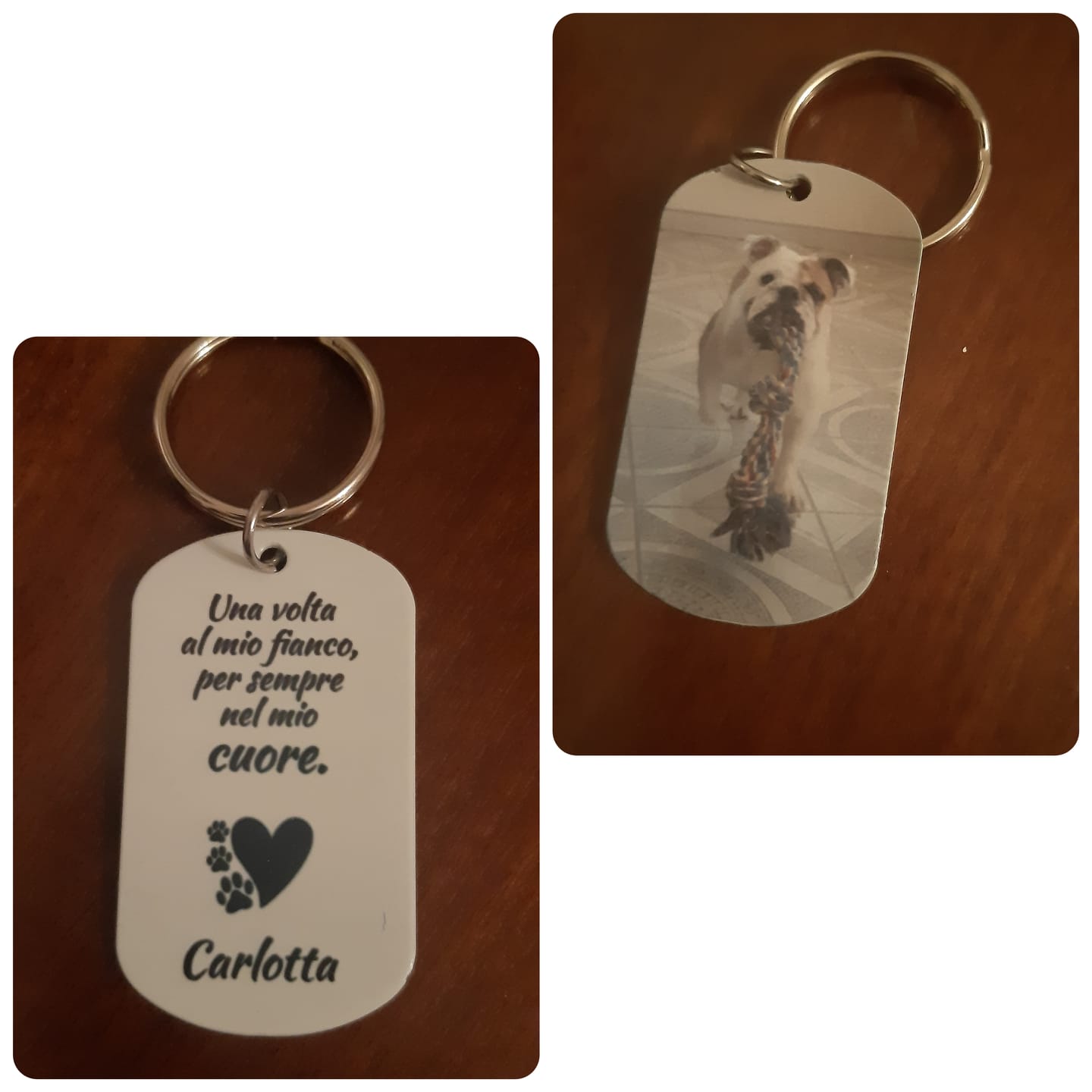 Customer photo review of Per sempre nel cuore - Portachiavi piastrina personalizzato
