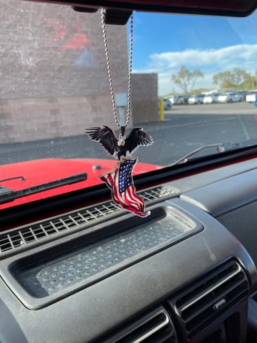 Customer photo review of Eagle Ornament Custom US Flag Car Interior Accessories