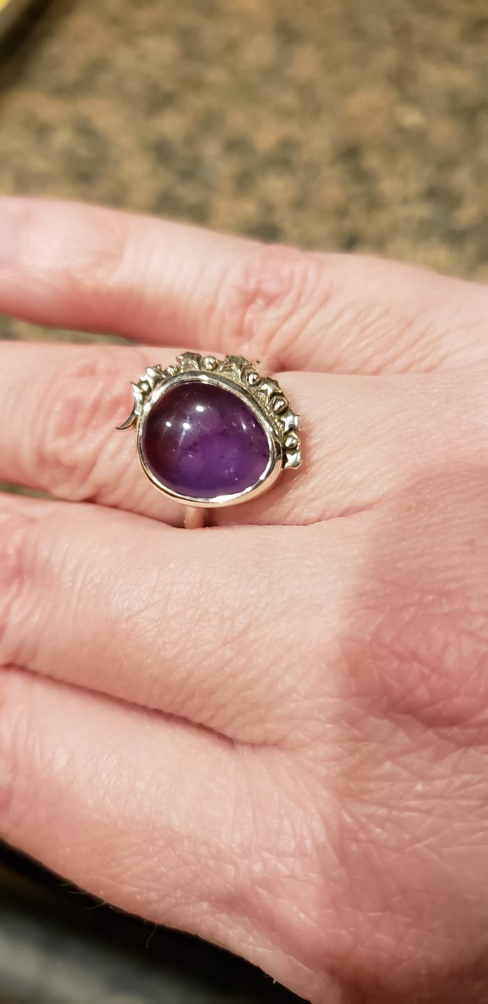 Customer photo review of Amethyst Celestial Ring