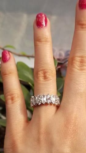 Customer photo review of Cluster Art Deco CZ Stackable Band in Sterling Silver