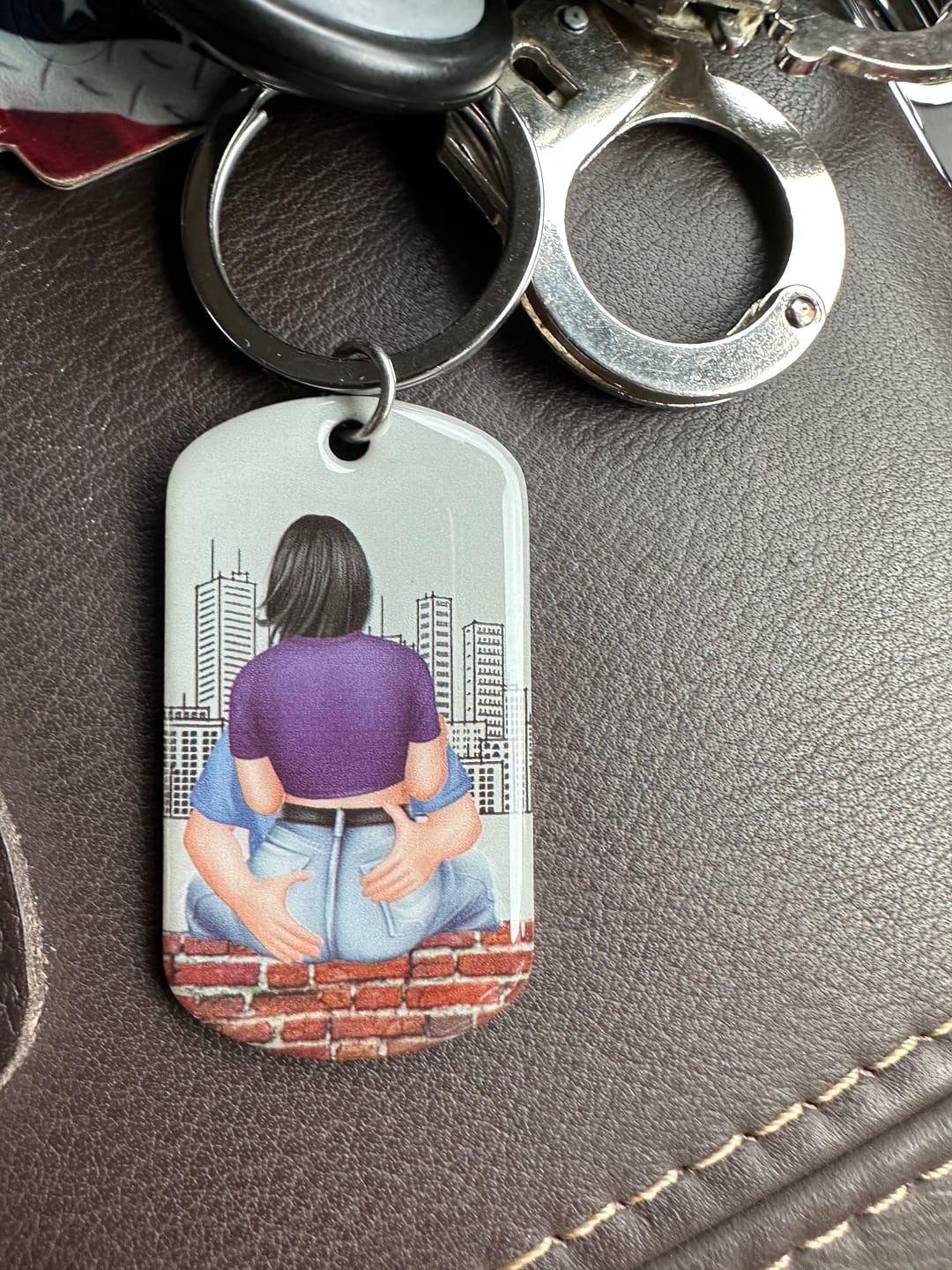 Customer photo review of Drive Safe - Personalized Engraved Stainless Steel Keychain