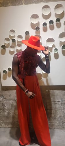 Customer photo review of ATLANTA - WIDE BRIM FEDORA - RED