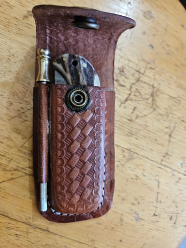Customer photo review of Pocket Knife 7.5''  Rose Wood Damascus Pocket Knife Scrimshaw Hunting Folding Knife Men's & Women's Gifts