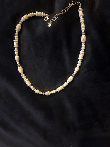 Customer photo review of Carolyn Pollack Vintage Sterling Silver Howlite Beaded Necklace For Women