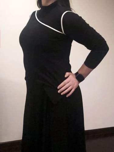 Customer photo review of Irregular Stand Collar Long Sleeve T-shirt