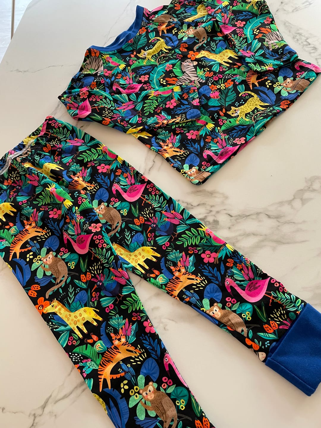 Customer photo review of Animal Jungle on Black French Terry Fabric