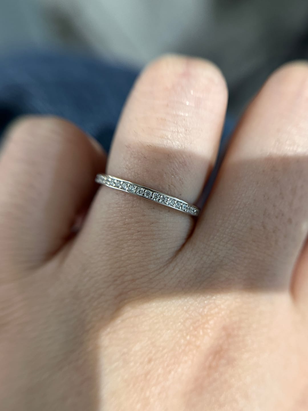 Customer photo review of S925 Channel Set Curved Half Wedding Band In Sterling Silver For Daily Wear