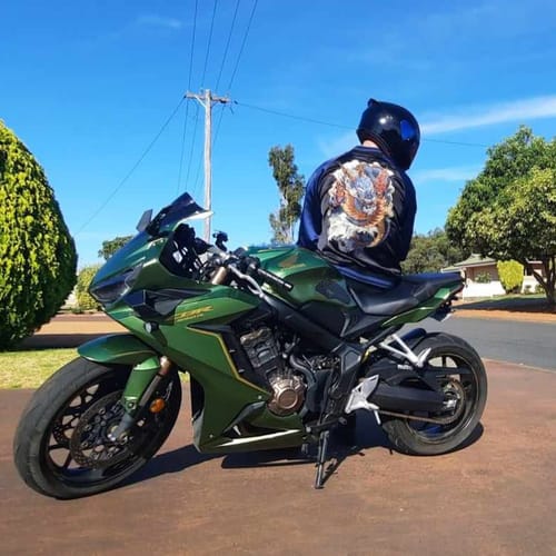 Customer photo review of Japanese Blue Dragon Sukajan Jacket