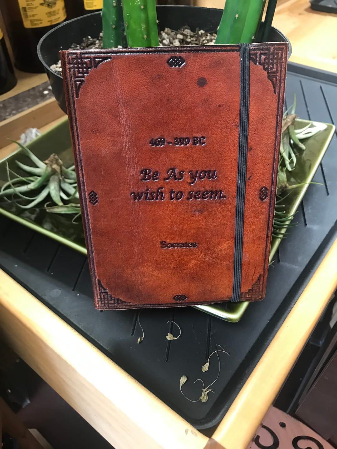 Customer photo review of Socrates Be As You Wish To Seem Quote Leather Journal - 7x5