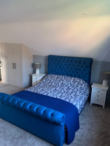 Customer photo review of Steel Plush Colorado Swan Sleigh Chesterfield Bed Frame