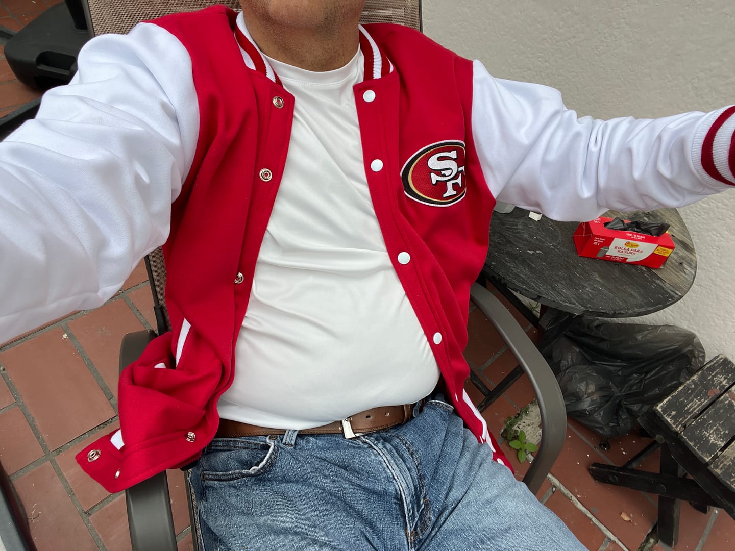 Customer photo review of Chamarra Universitaria NFL 49ers