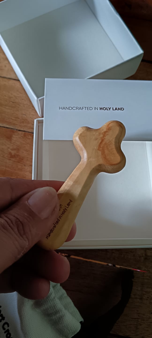 Customer photo review of Holy Land Olive Wood Comfort Cross