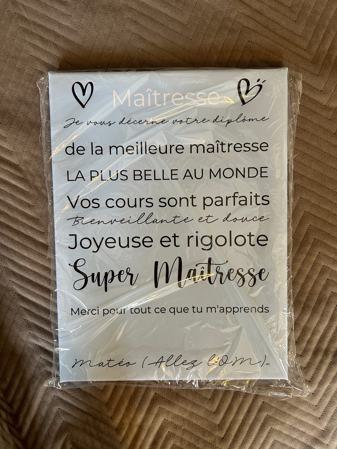 Customer photo review of Tableau Famille Personnalisé Fête des Mères