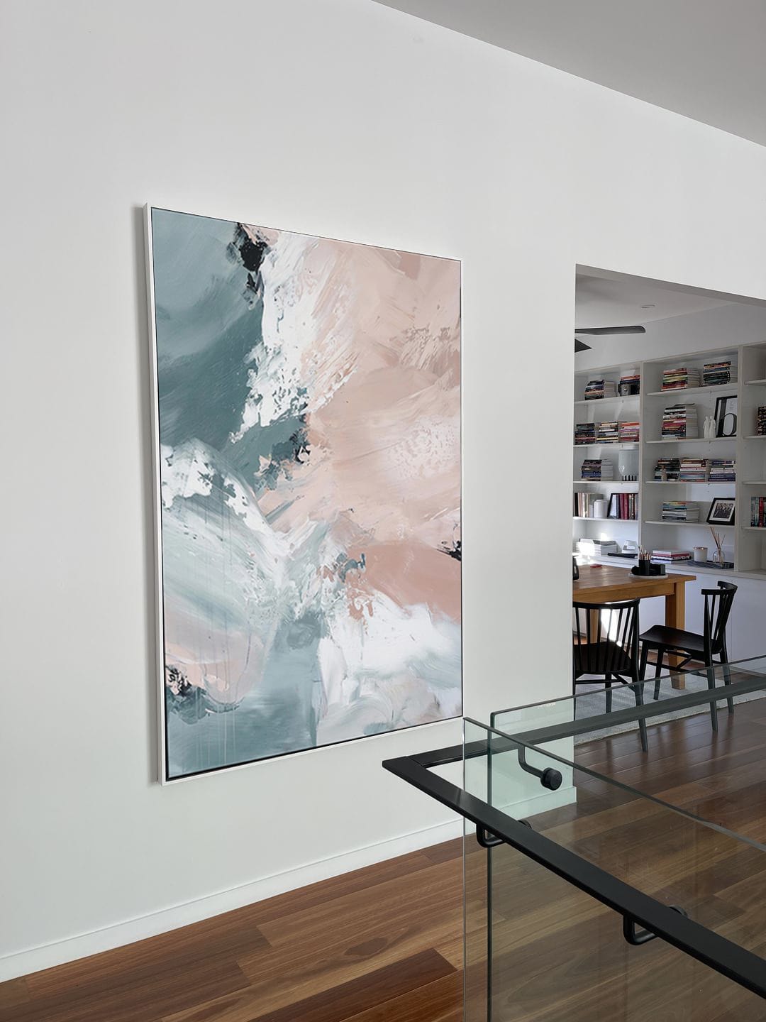 Customer photo review of ABSTRACT PAINTING, MERGING, HAND-PAINTED CANVAS
