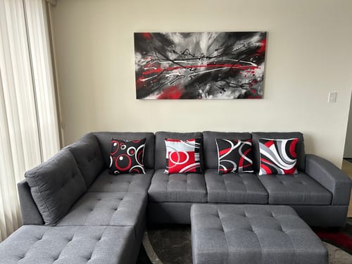 Customer photo review of 'Abstract Red & Black II' Framed Canvas