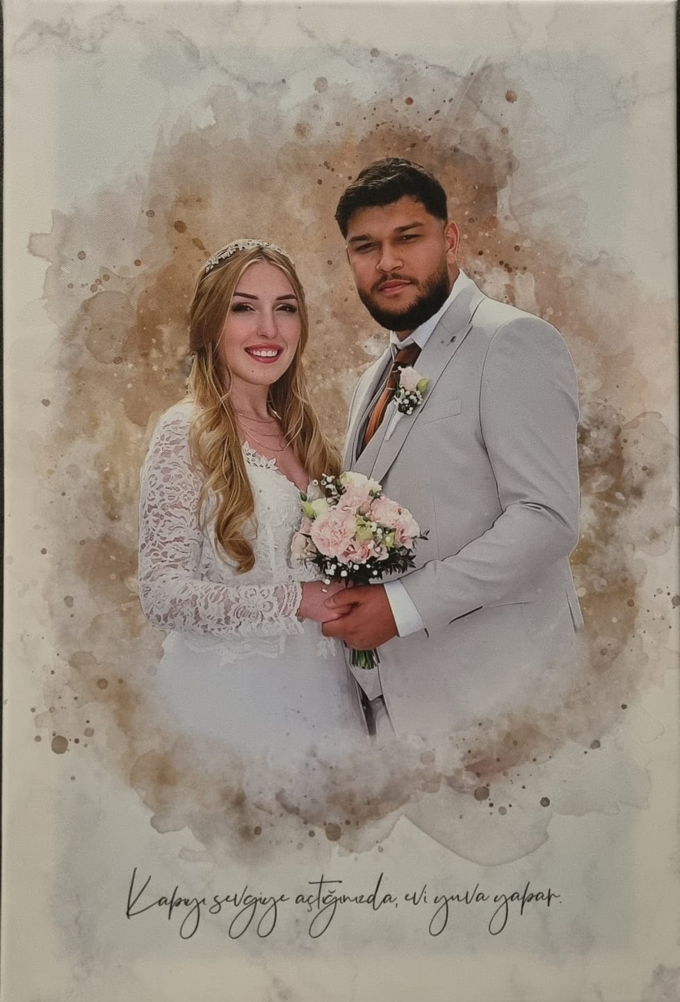 Customer photo review of Foto des Brautpaares als Aquarell Poster | Originelles Hochzeitsgeschenk