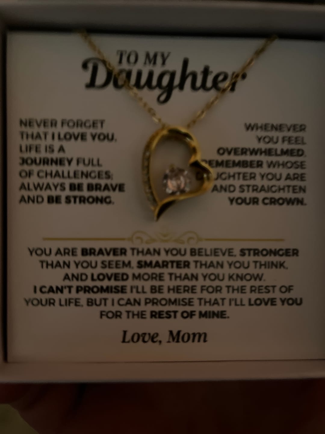 Customer photo review of To My Beautiful Daughter - Love Mom - Forever Love Gift Set - SS557