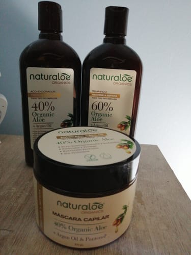Customer photo review of Set Shampoo + Acondicionador Reparación con Aloe & Argan Oil 350ml