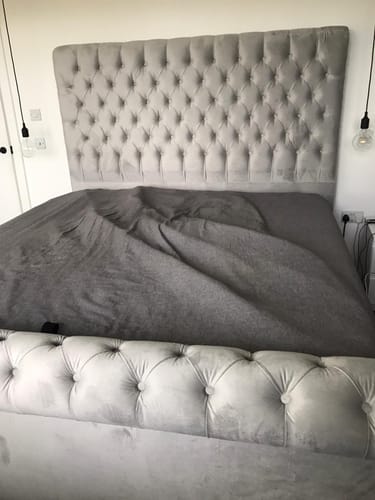 Customer photo review of Colorado Soft Cream Naple Chesterfield Sleigh Scroll Bed Frame