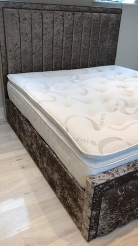 Customer photo review of Wynn Stripe Line Upholstered Bed Frame