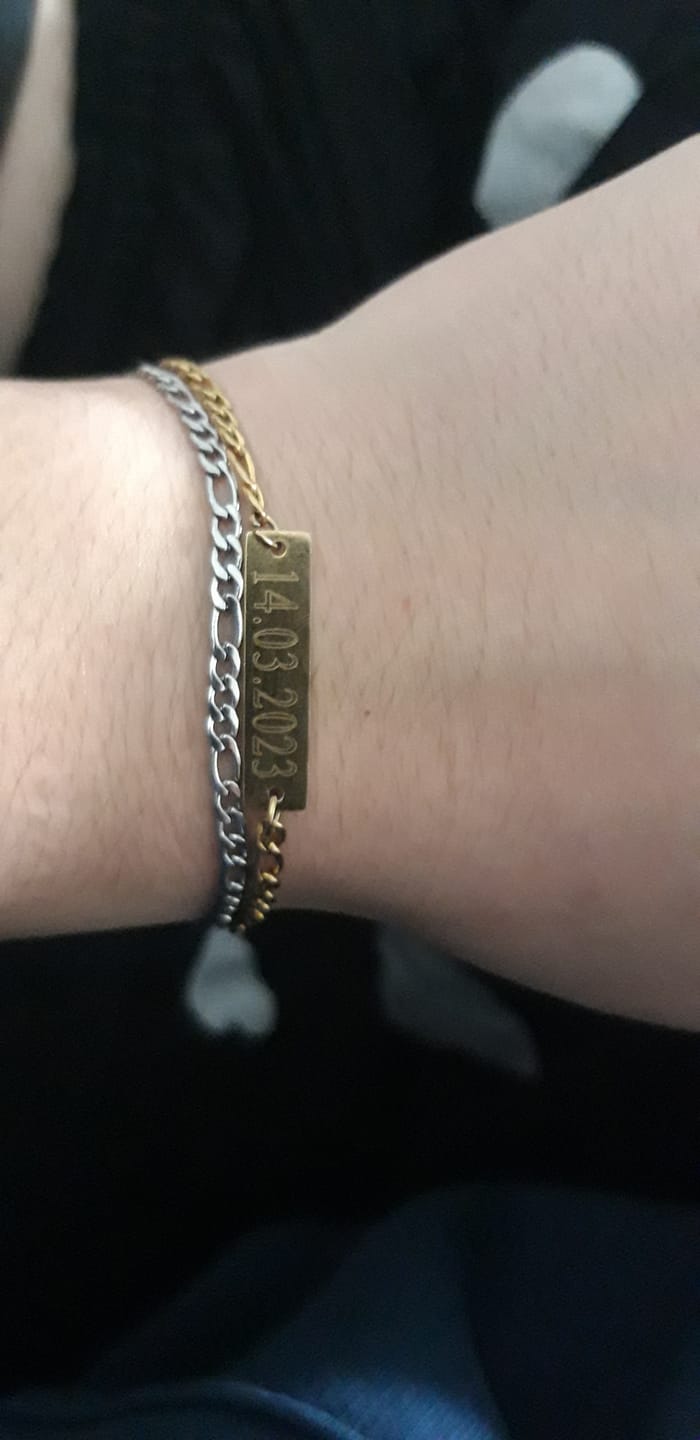 Customer photo review of Figaro Bar | Armband + Gravur