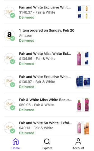 Customer photo review of Fair and White Exclusive Whitenizer Body Lotion 500 ml / 16.90 fl oz