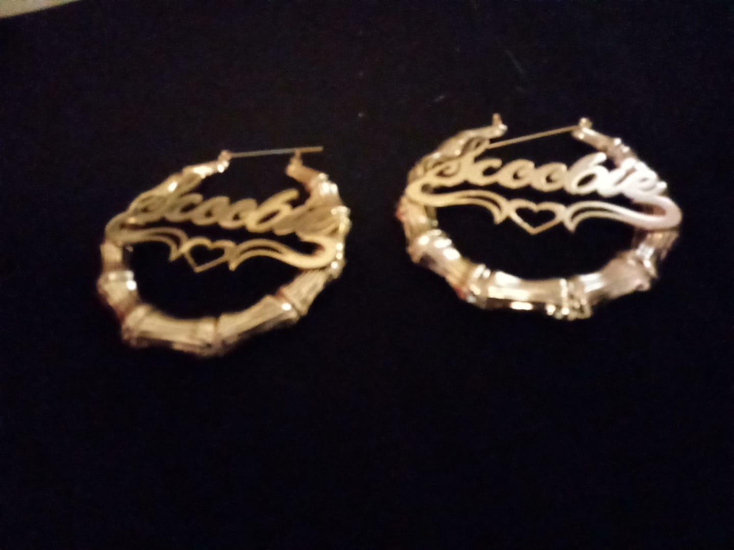 Customer photo review of Personalized Unique Hoop Name Earring with Heart