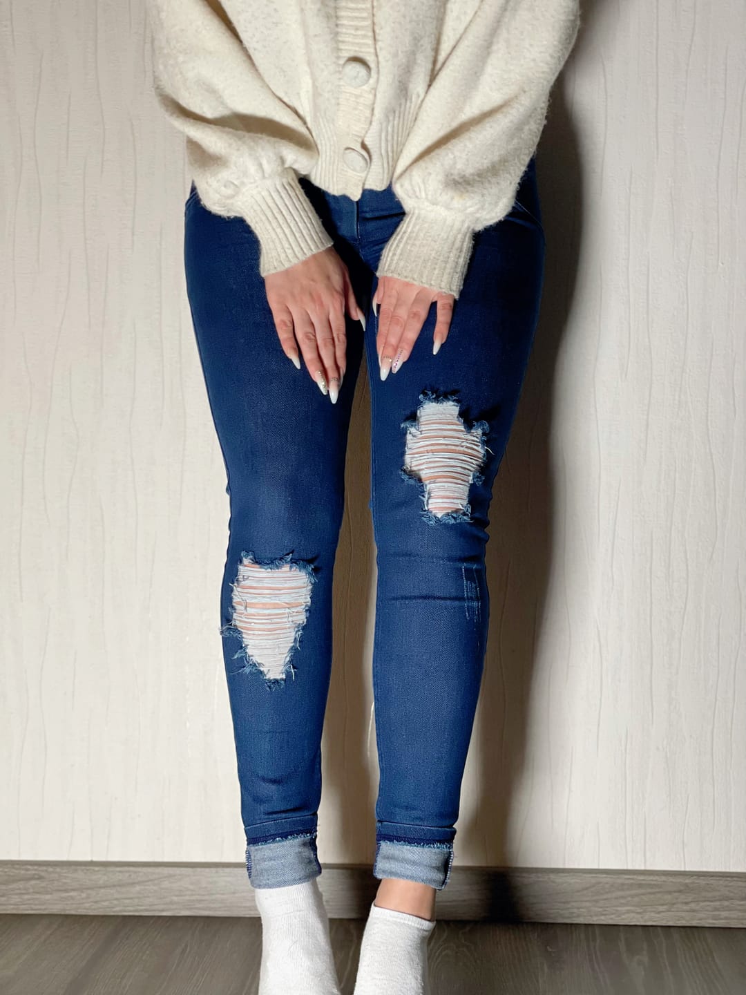 Customer photo review of MW Jeggings Blau zerrissen