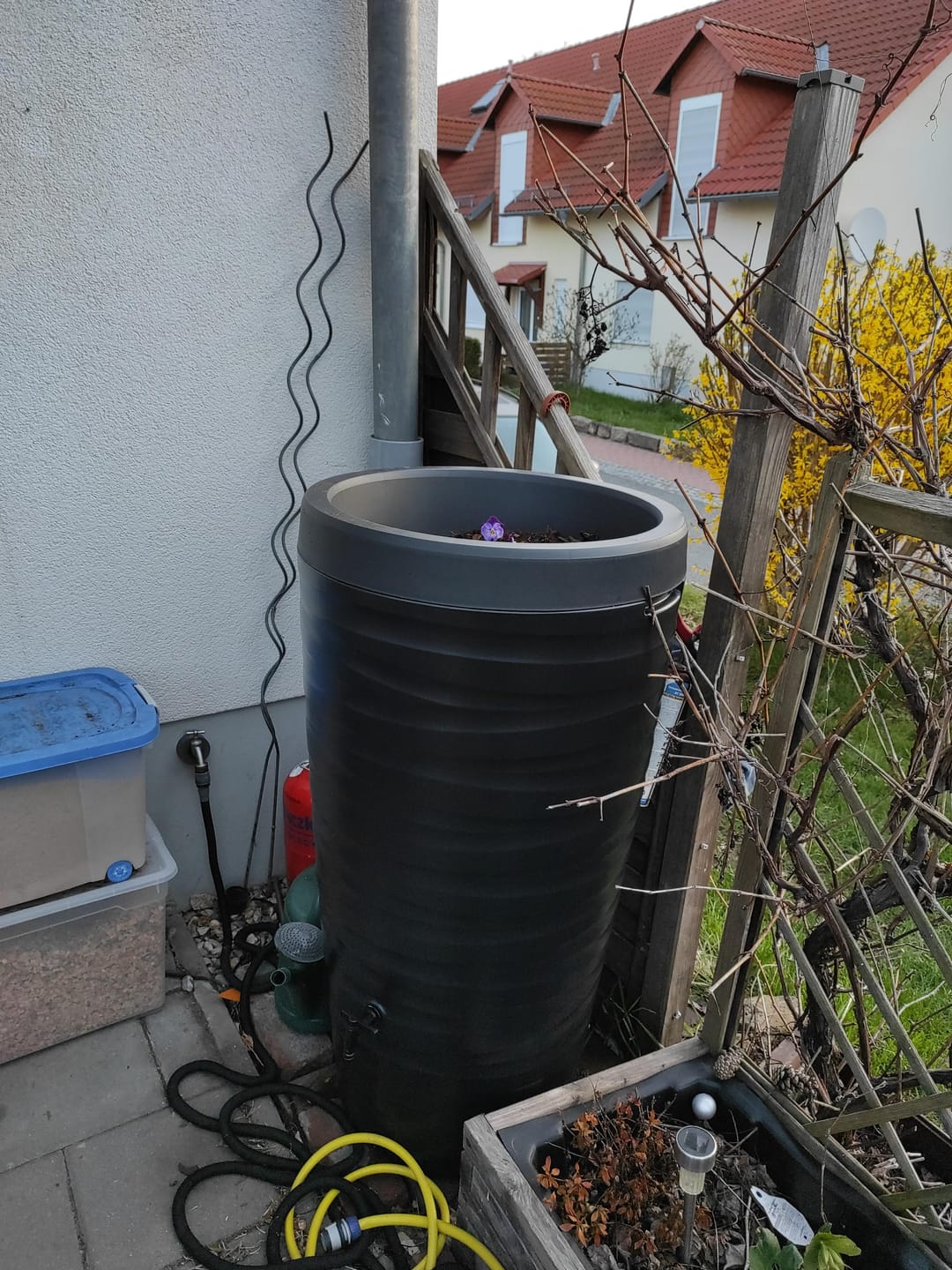 Customer photo review of YourCasa Regentonne 240 Liter [Wave Design] Regenfass Frostsicher aus Kunststoff - Regenwassertonne mit Wasserhahn