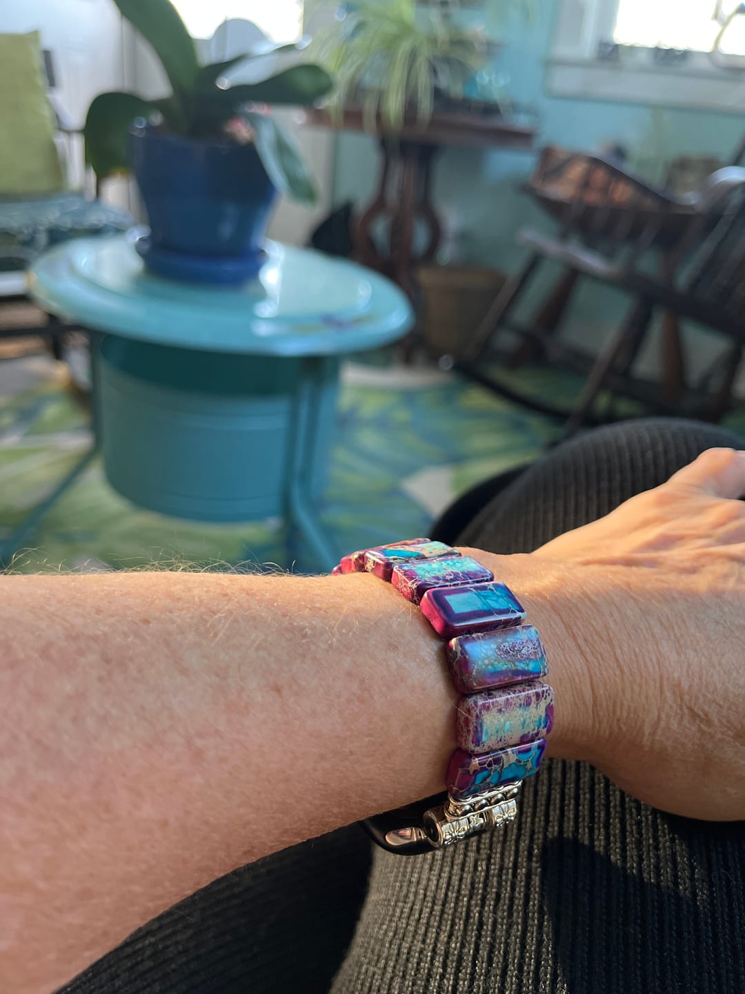 Customer photo review of Majestic Tibetan Jasper Stretch Apple Watch Strap