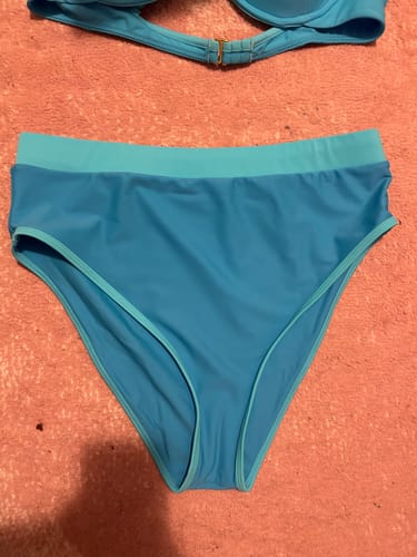 Customer photo review of MOLLY Bubble Blue Full Coverage High Rise Bikini Bottom