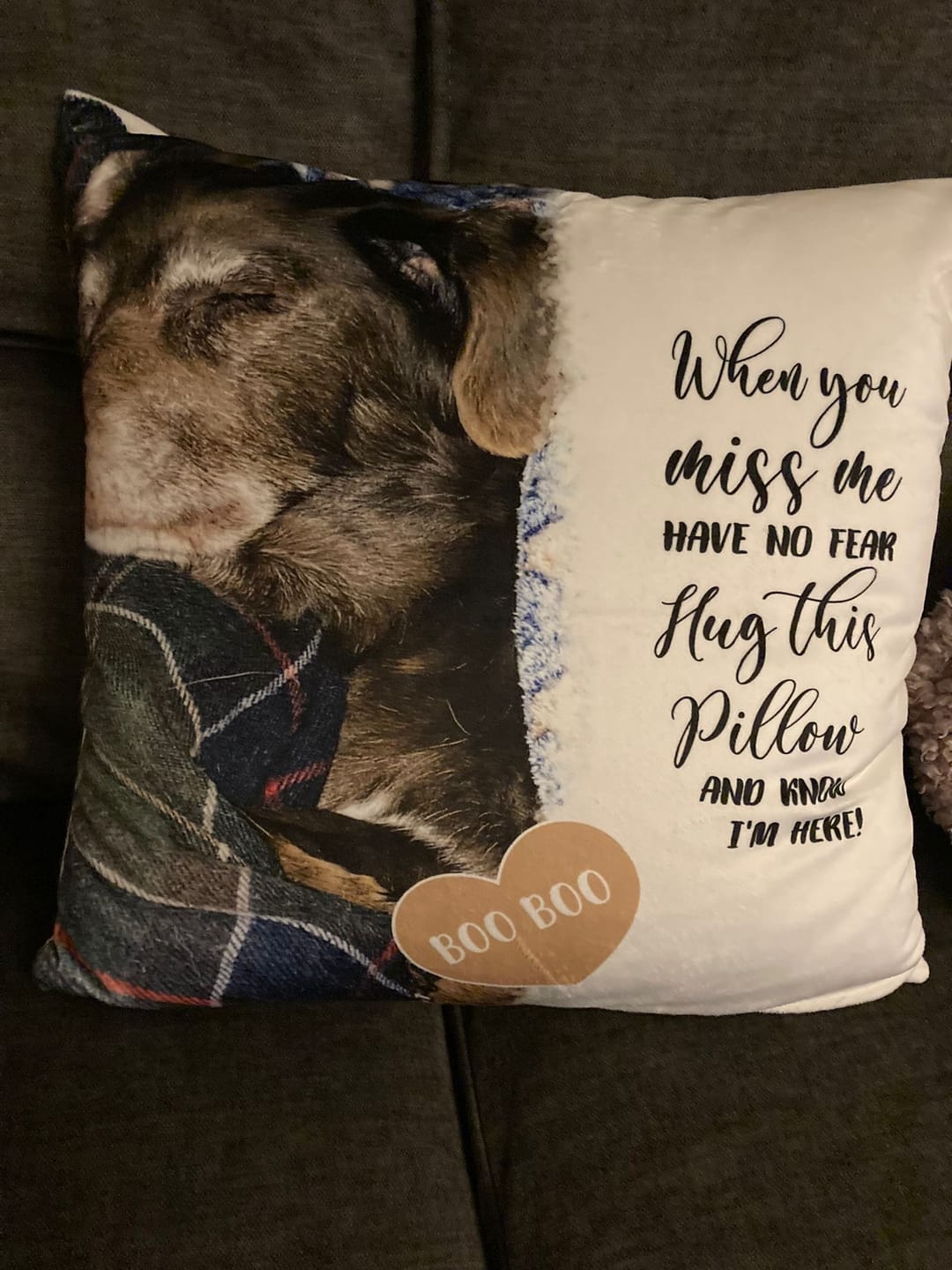 Customer photo review of When you miss me - Personalised pillow