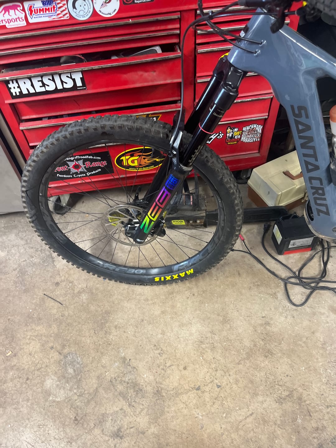 Customer photo review of Metallic RockShox ZEB Fork Decal