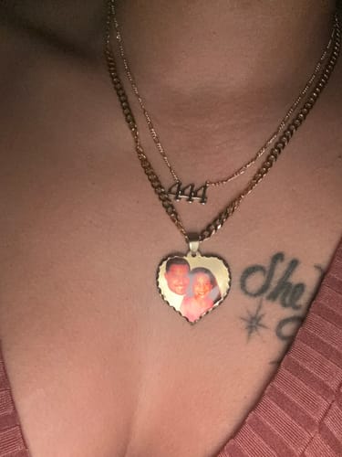 Customer photo review of Diamond Cut Heart Shape Photo Necklace