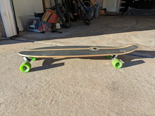 Customer photo review of Punked Kicktail Palm City Rasta 40" Longboard