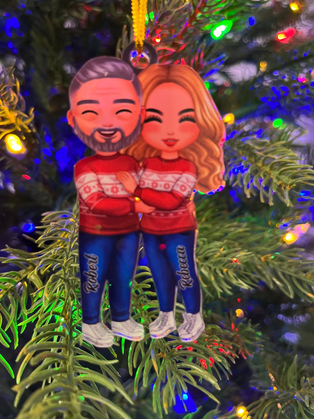 Customer photo review of Christmas Doll Couple Standing Hugging - Personalized Ornament