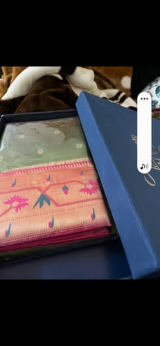 Customer photo review of Antique Green Woven Paithani Silk Saree