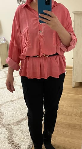 Customer photo review of Oversized Boyfriend Shirt (Magenta)