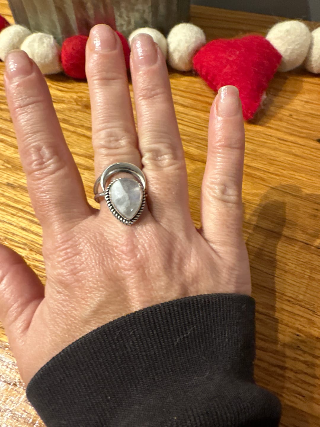 Customer photo review of Sterling Silver Crescent Moon Moonstone Ring